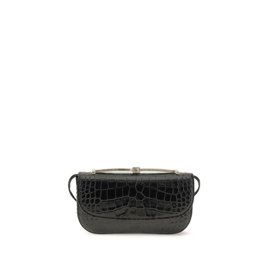 Tom Ford Crocodile-Embossed Shoulder Bag – Black Calf Leather
