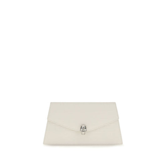 Alexander McQueen Skull Mini Clutch – White Calf Leather