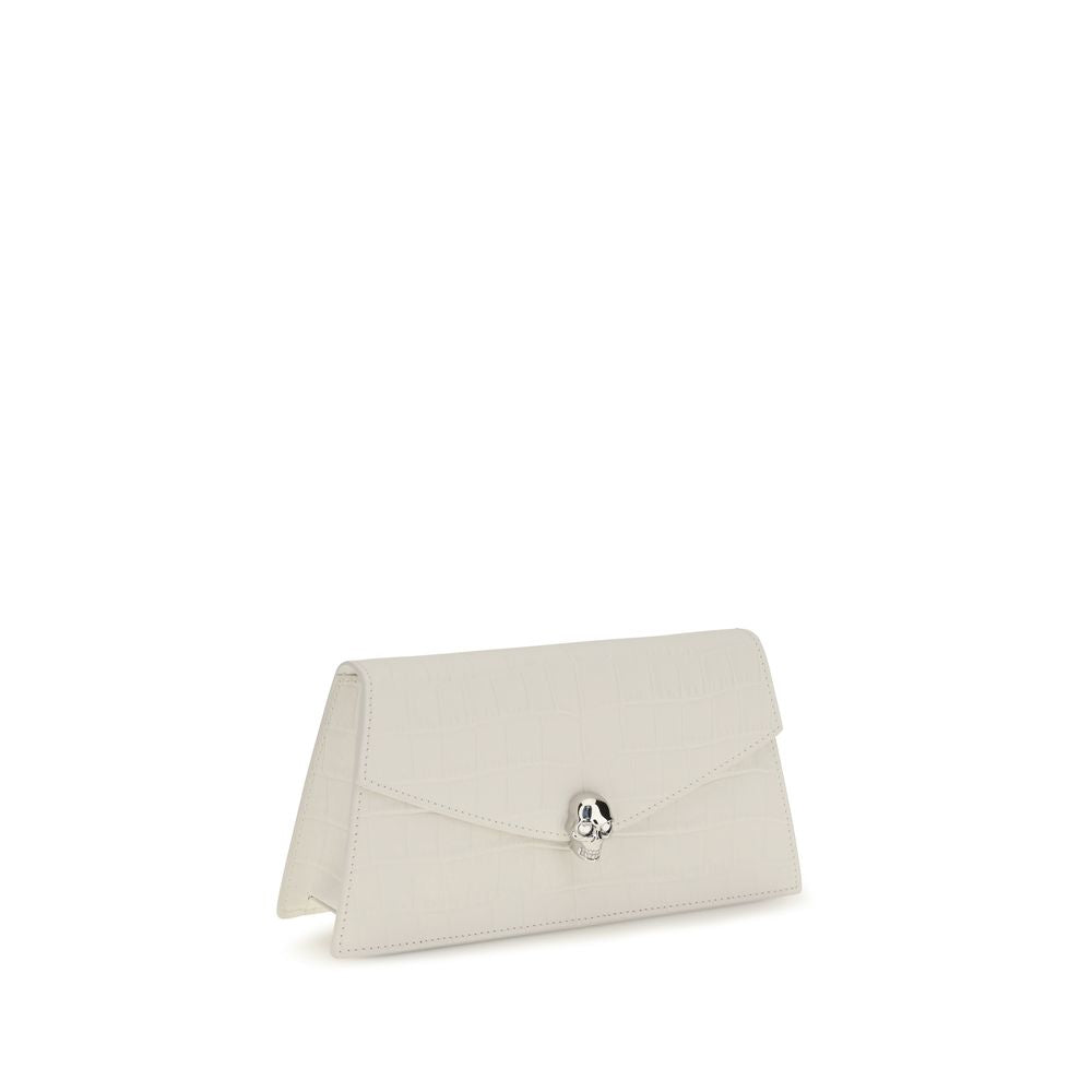 Alexander McQueen Skull Mini Clutch – White Calf Leather