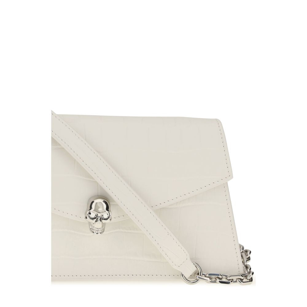 Alexander McQueen Skull Mini Clutch – White Calf Leather