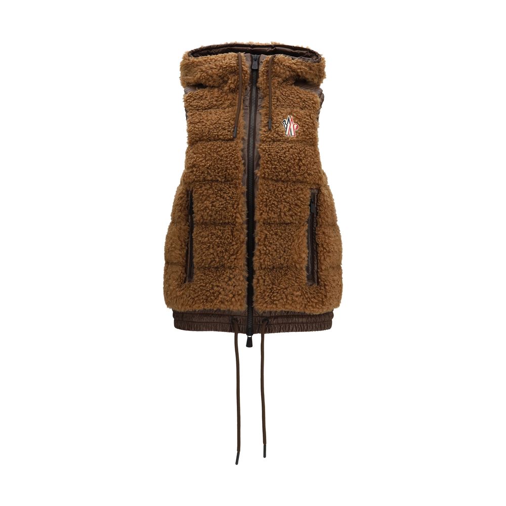 Moncler Grenoble Padded Down Vest with Hood – Brown