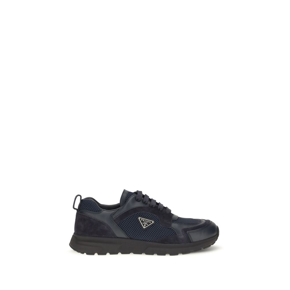 Prada Prax Leather and Fabric Sneakers – Blue