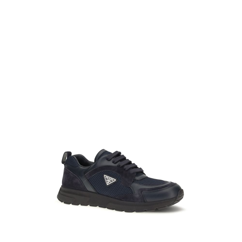 Prada Prax Leather and Fabric Sneakers – Blue