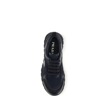 Prada Prax Leather and Fabric Sneakers – Blue