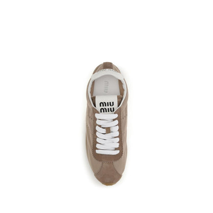 Miu Miu Plume Calf-Leather Sneakers – Beige