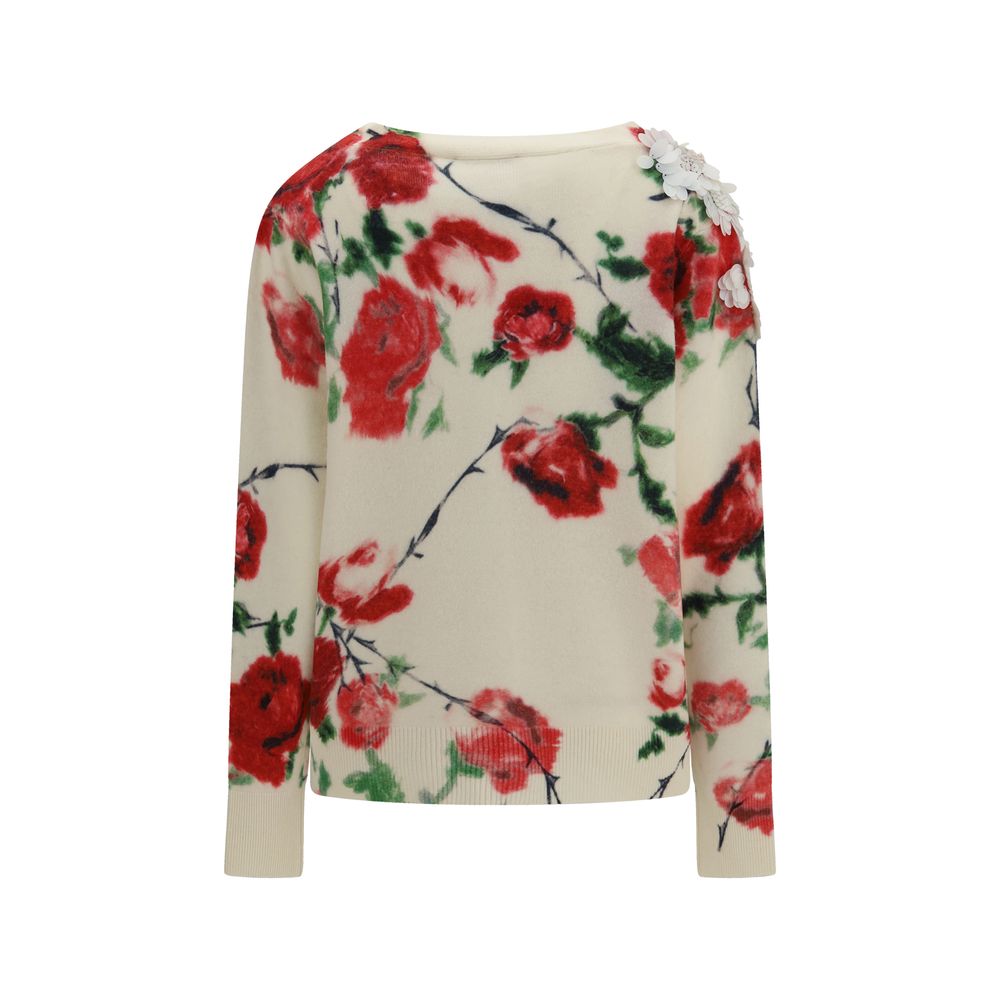 Blumarine Cardigan with Applied Roses – Beige