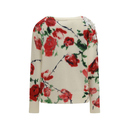 Blumarine Cardigan with Applied Roses – Beige