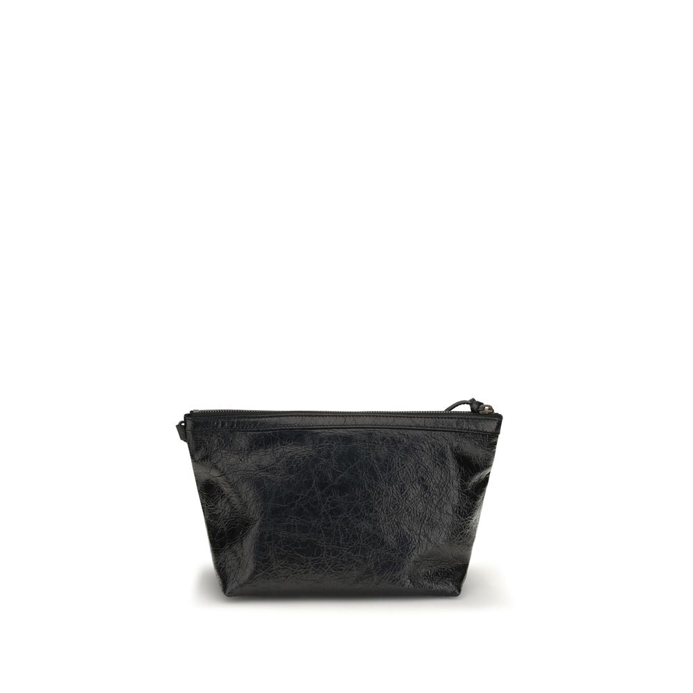 Balenciaga Vintage-Effect Calf Leather Clutch – Black
