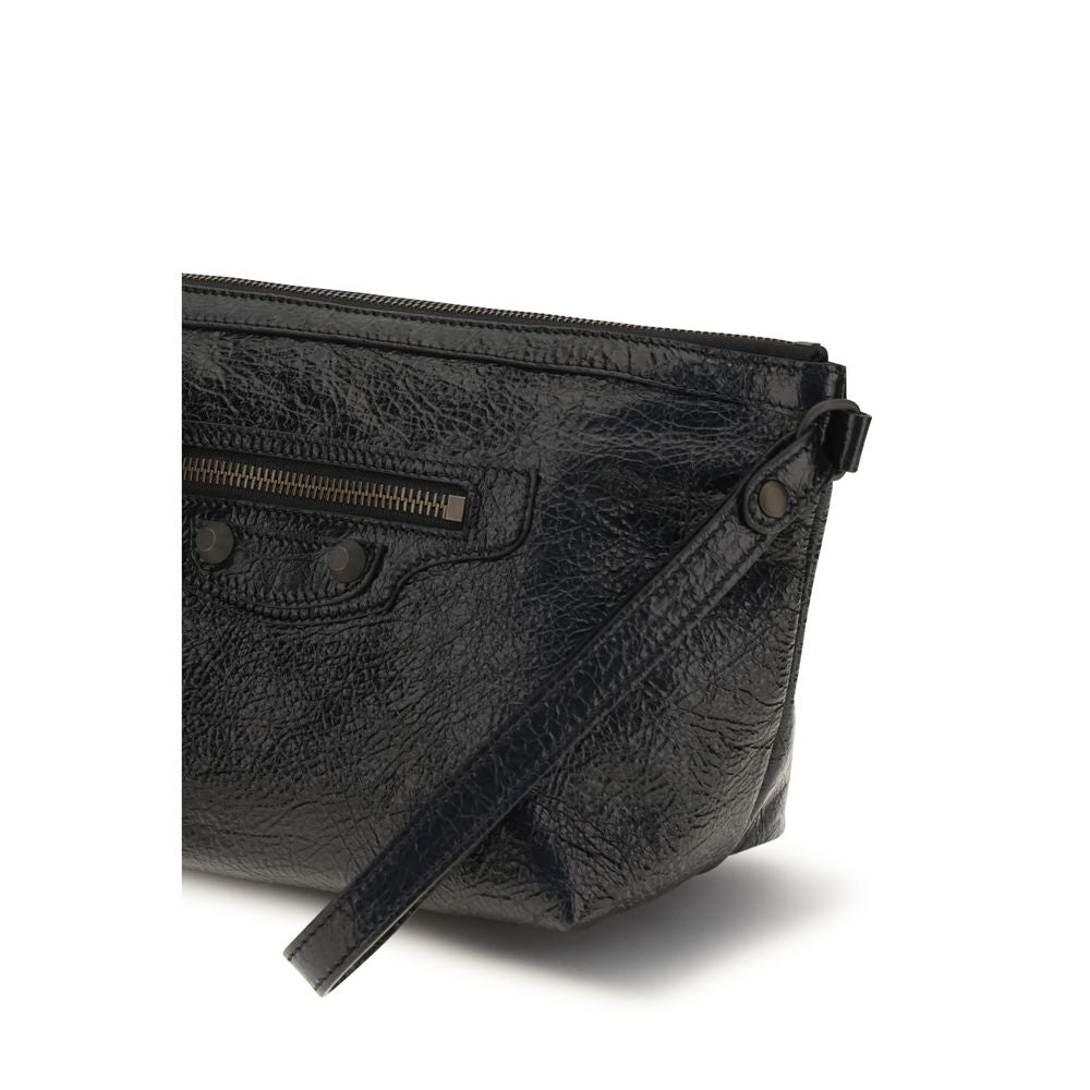 Balenciaga Vintage-Effect Calf Leather Clutch – Black