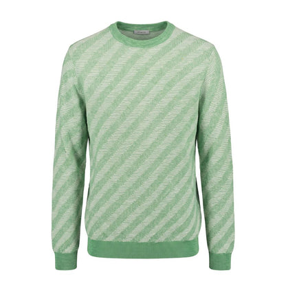 Malo Men's Textured Sweater – Green Linen and Cotton
