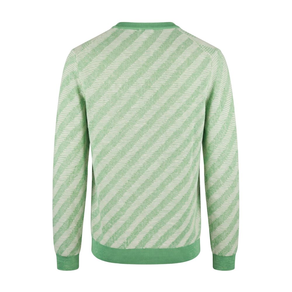 Malo Men's Textured Sweater – Green Linen and Cotton