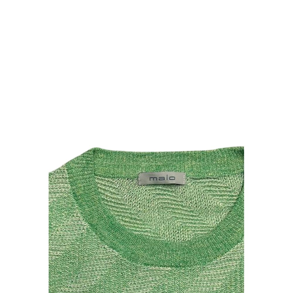 Malo Men's Textured Sweater – Green Linen and Cotton
