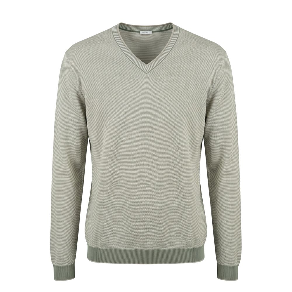 Malo Men's V-Neck Sweater – Green Cotton