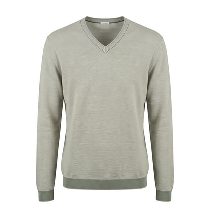 Malo Men's V-Neck Sweater – Green Cotton
