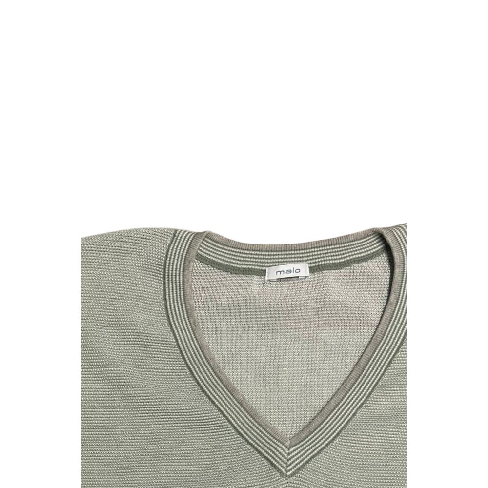 Malo Men's V-Neck Sweater – Green Cotton