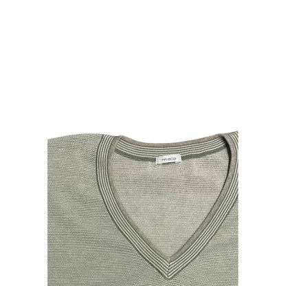 Malo Men's V-Neck Sweater – Green Cotton
