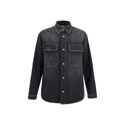 Palm Angels Denim Shirt with Back Logo – Blue