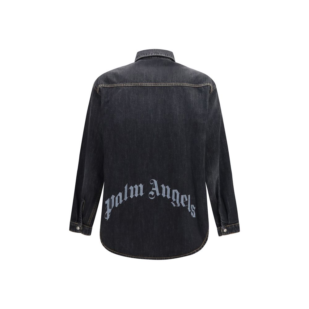 Palm Angels Denim Shirt with Back Logo – Blue