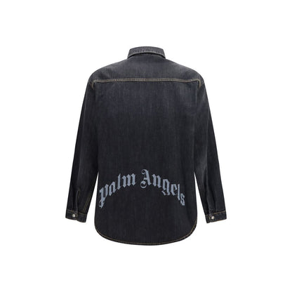 Palm Angels Denim Shirt with Back Logo – Blue