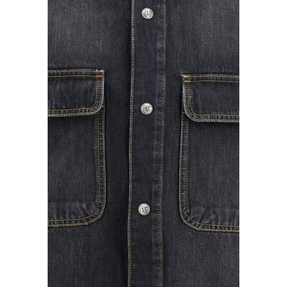 Palm Angels Denim Shirt with Back Logo – Blue