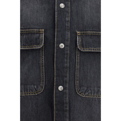 Palm Angels Denim Shirt with Back Logo – Blue