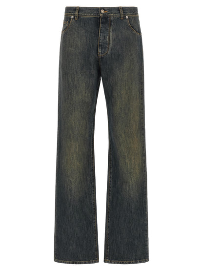 Fendi Blue Cotton Straight-Leg Jeans
