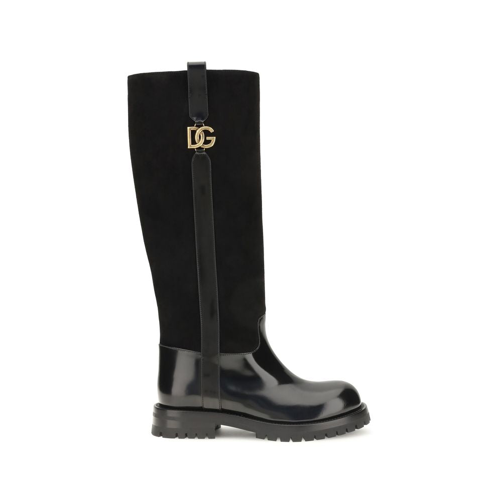 Dolce & Gabbana Bernini black calf leather and suede boots