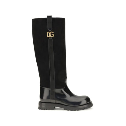 Dolce & Gabbana Bernini black calf leather and suede boots