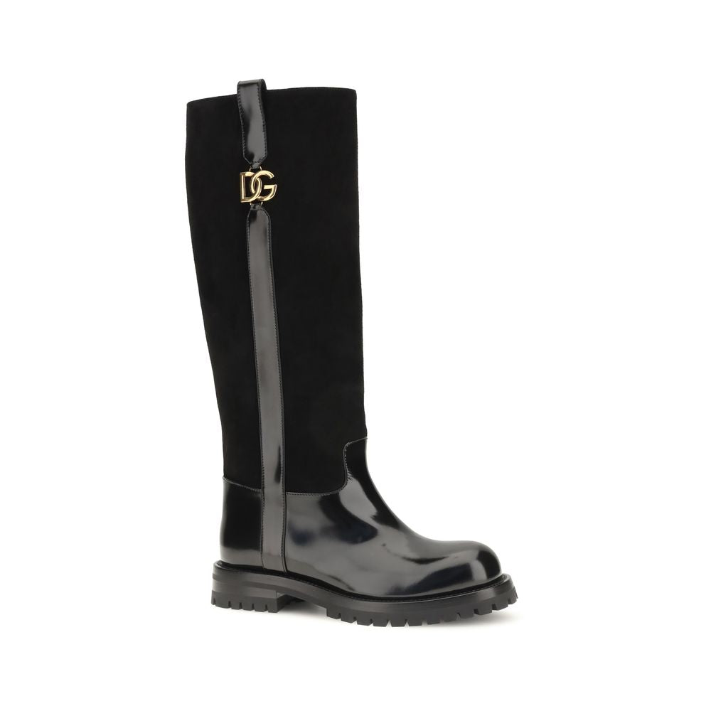 Dolce & Gabbana Bernini black calf leather and suede boots
