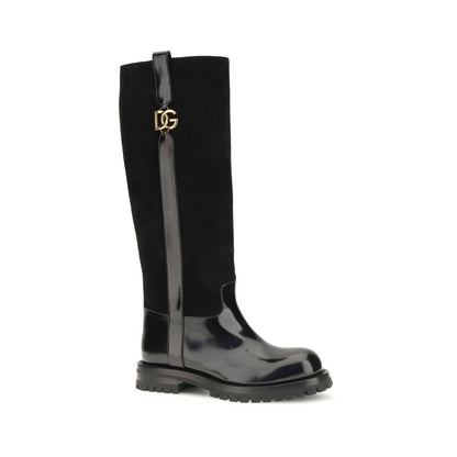Dolce & Gabbana Bernini black calf leather and suede boots