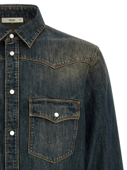 Fendi Blue Cotton Blouse