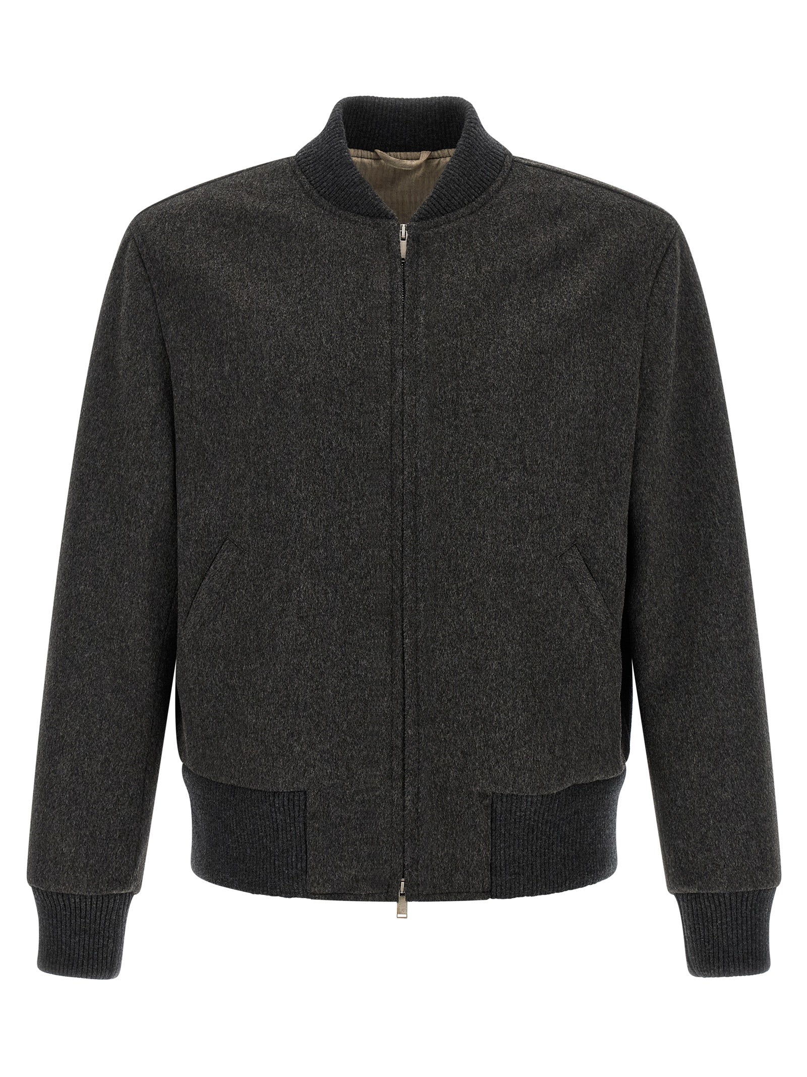 Lardini Gray Virgin Wool Bomber