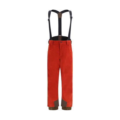 Moncler Grenoble red cotton corduroy ski bib pants