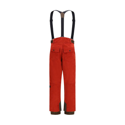 Moncler Grenoble red cotton corduroy ski bib pants