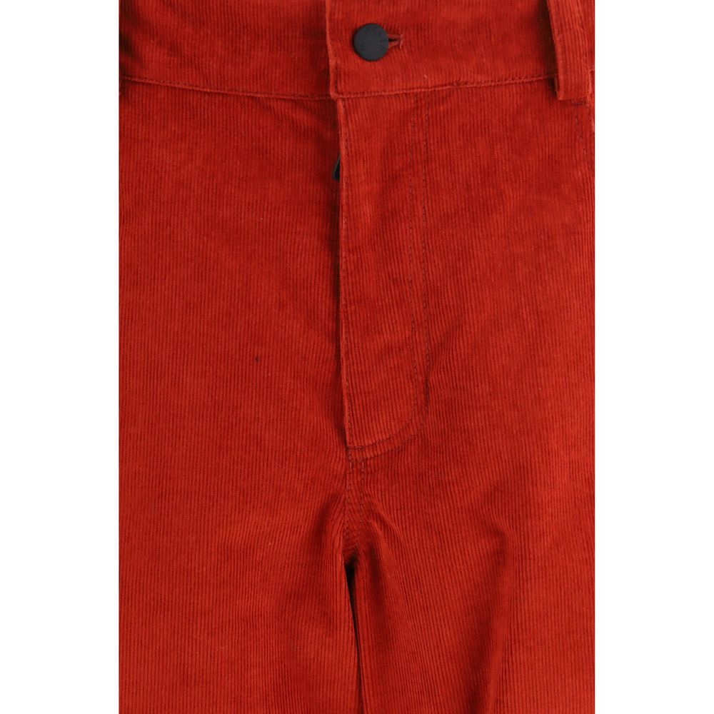 Moncler Grenoble red cotton corduroy ski bib pants