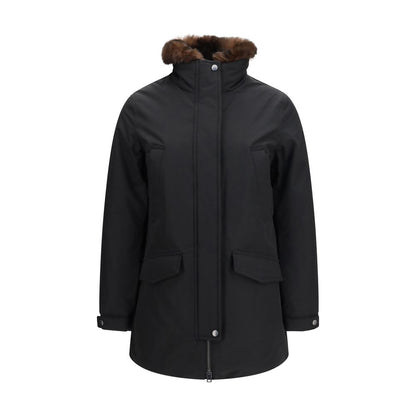 Black Woolrich hooded jacket in cotton and polyamide