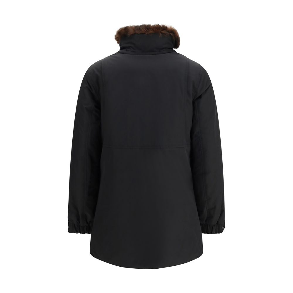 Black Woolrich hooded jacket in cotton and polyamide