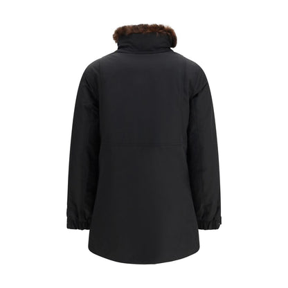 Black Woolrich hooded jacket in cotton and polyamide
