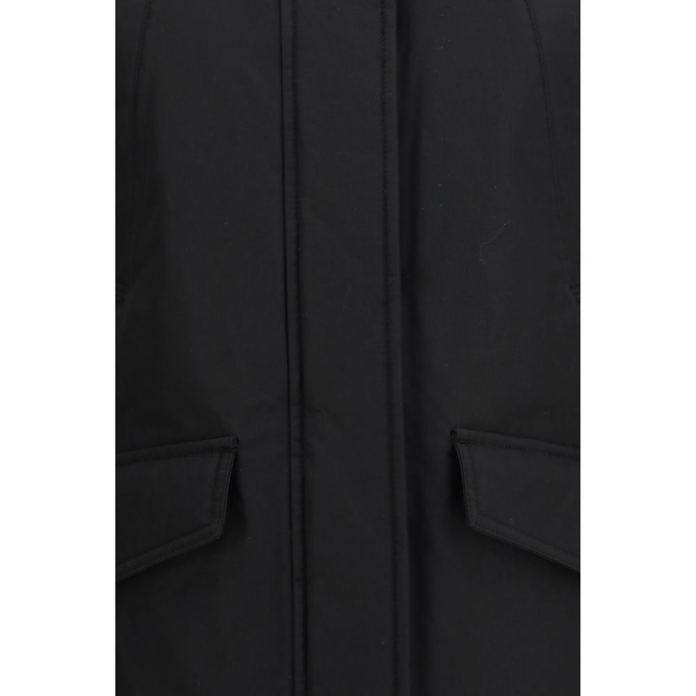 Black Woolrich hooded jacket in cotton and polyamide