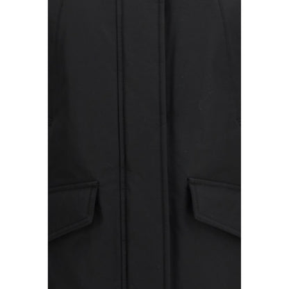 Black Woolrich hooded jacket in cotton and polyamide