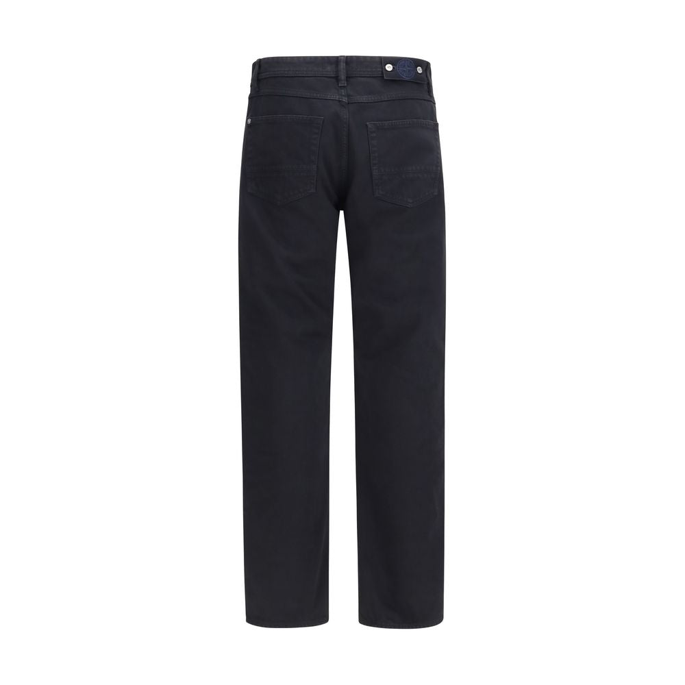 Stone Island black cotton straight-leg jeans