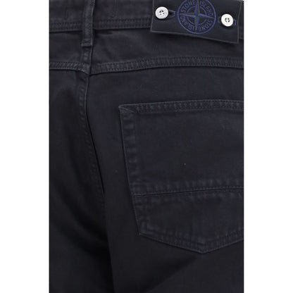 Stone Island black cotton straight-leg jeans