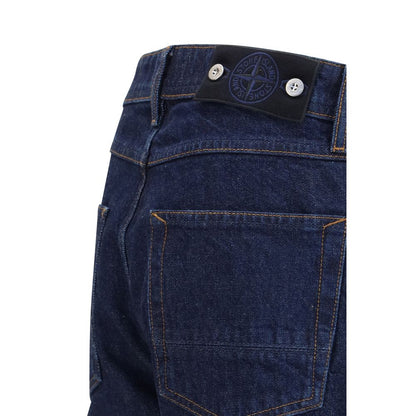 Stone Island blue cotton denim straight-leg jeans