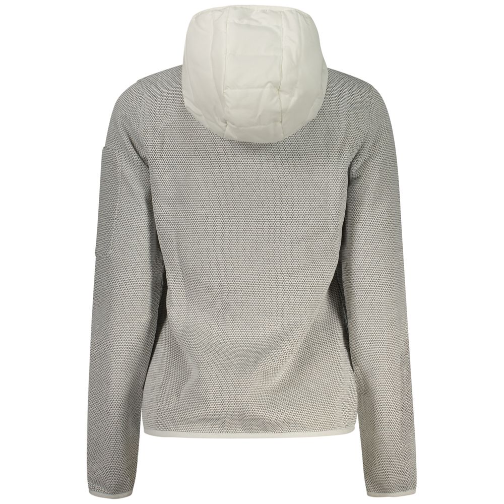 Norway 1963 women's jacket with white hood and grey back, rear view
