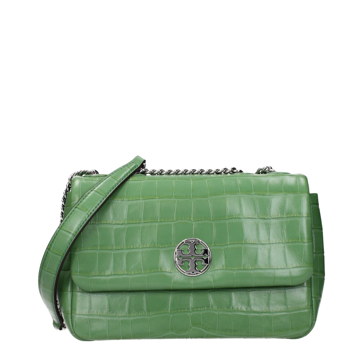 Tory Burch green leather shoulder bag