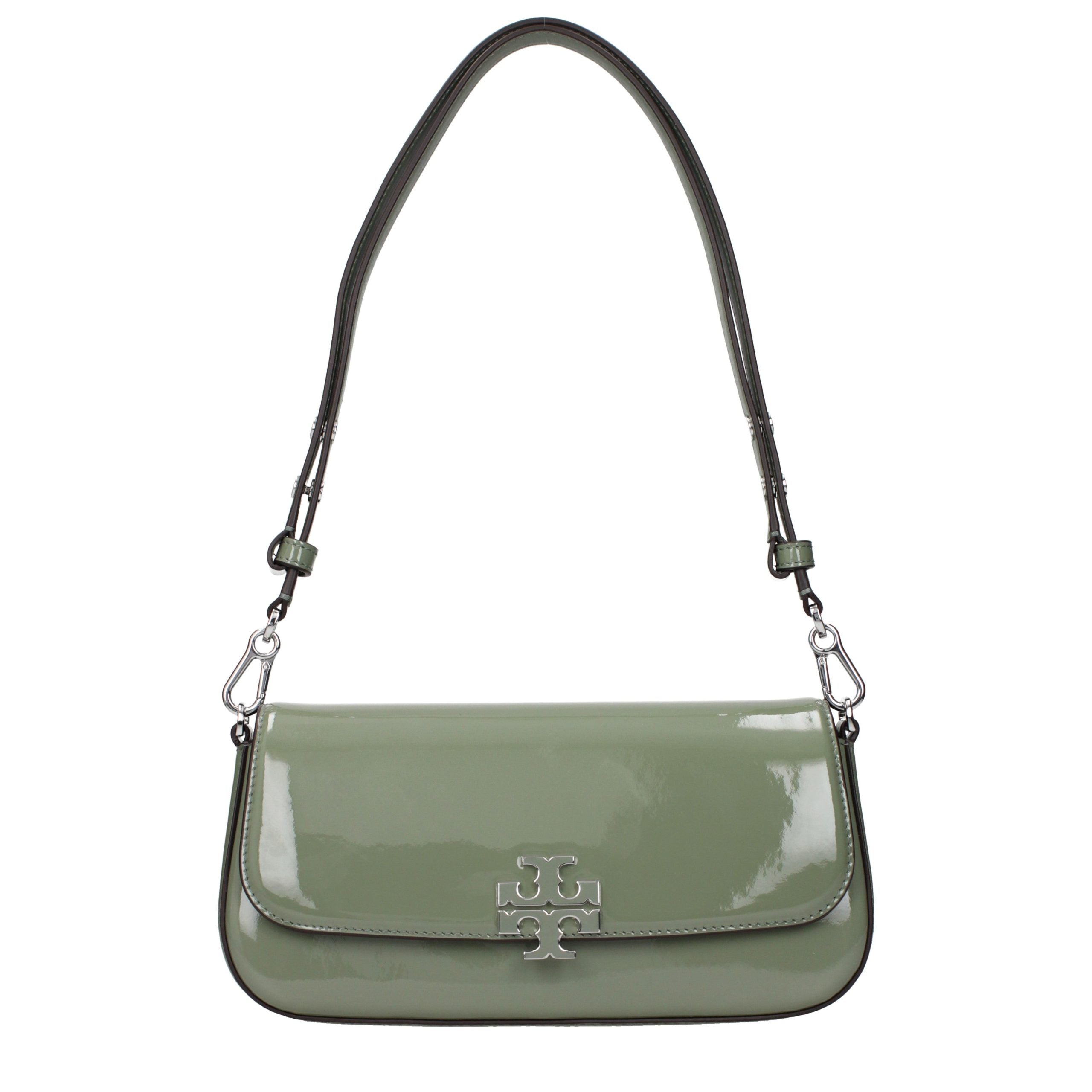 Tory Burch green patent leather shoulder bag
