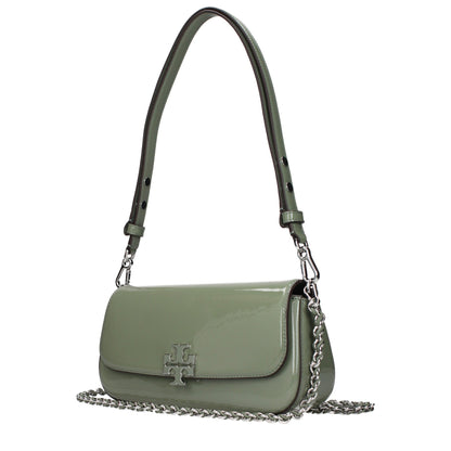 Tory Burch green patent leather shoulder bag