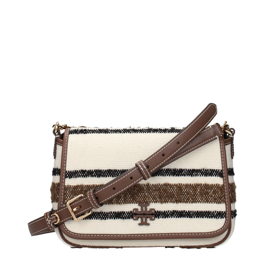 Tory Burch beige fabric crossbody bag