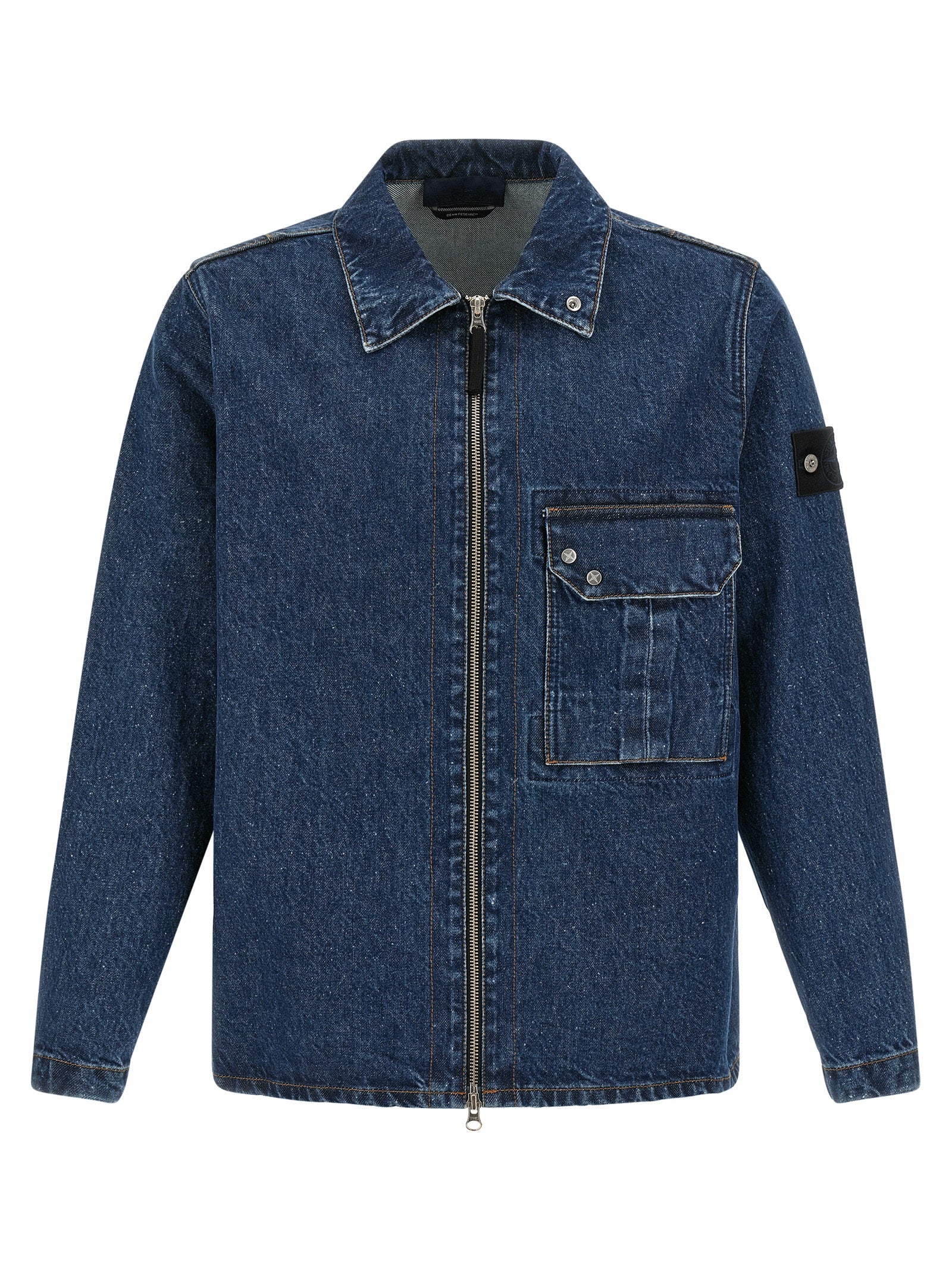 Stone Island Blue Cotton Blouse
