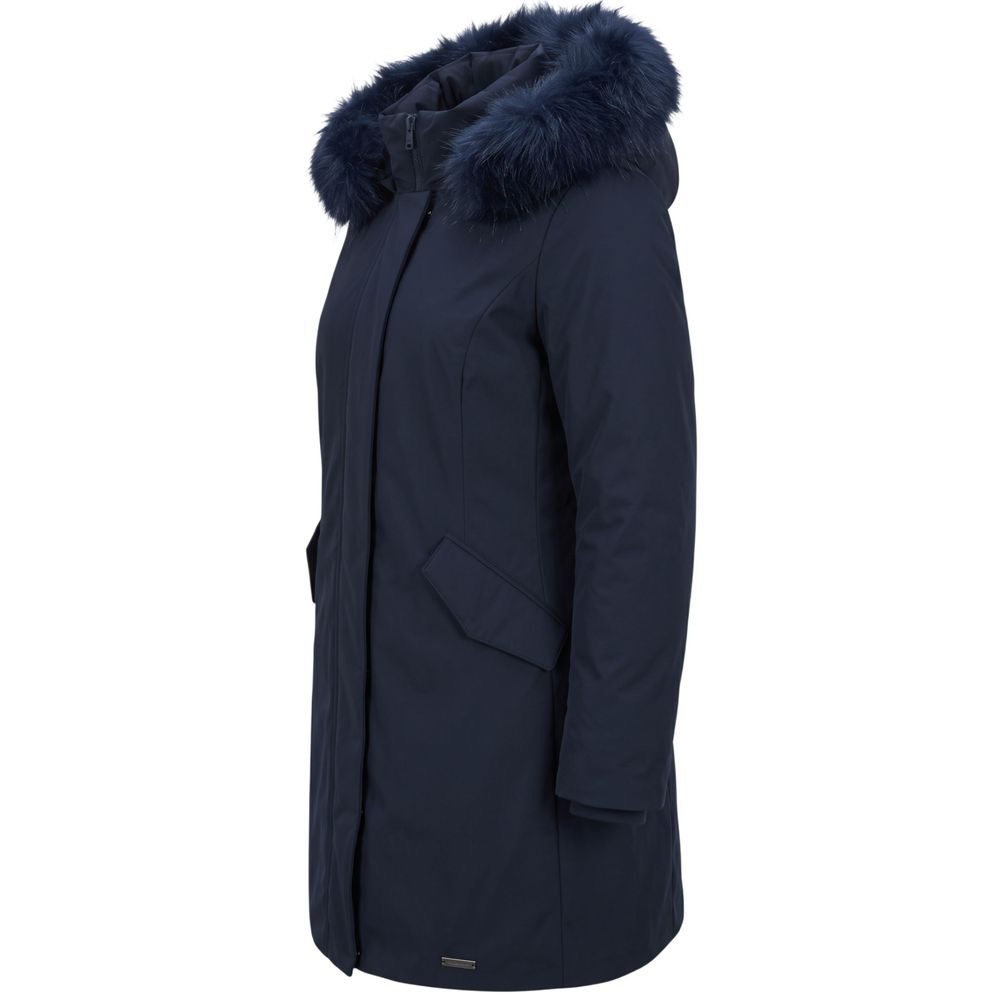 Baldinini Trend long blue nylon parka for women
